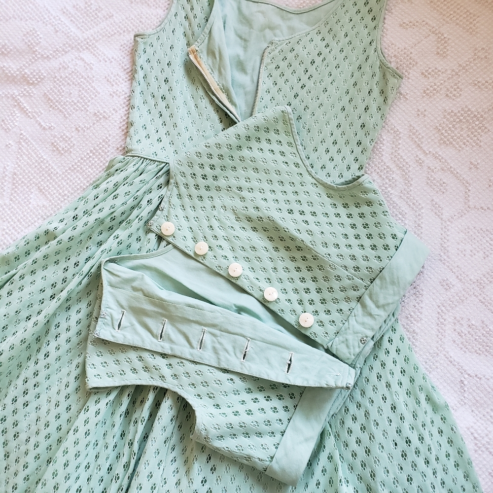 1950s Vintage Dress Jacket Set KerryBrooke by JC Penney's  Atomic Mint - Picture 12 of 15